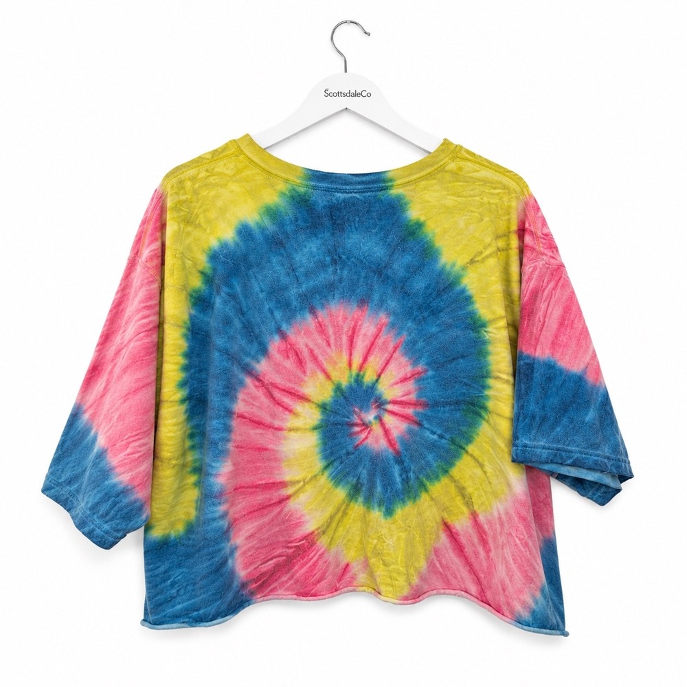 Zairabito Tie Dye Panda Graphic Crop Top Womens XL Multi Cotton Boxy Maybe Later - Picture 9 of 11